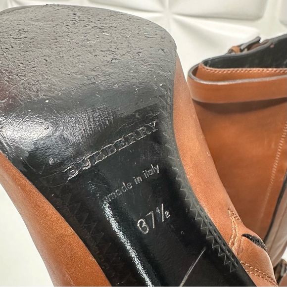 BURBERRY brown boots pointed toes ankle straps sz 37 1/2 - Picture 14 of 15
